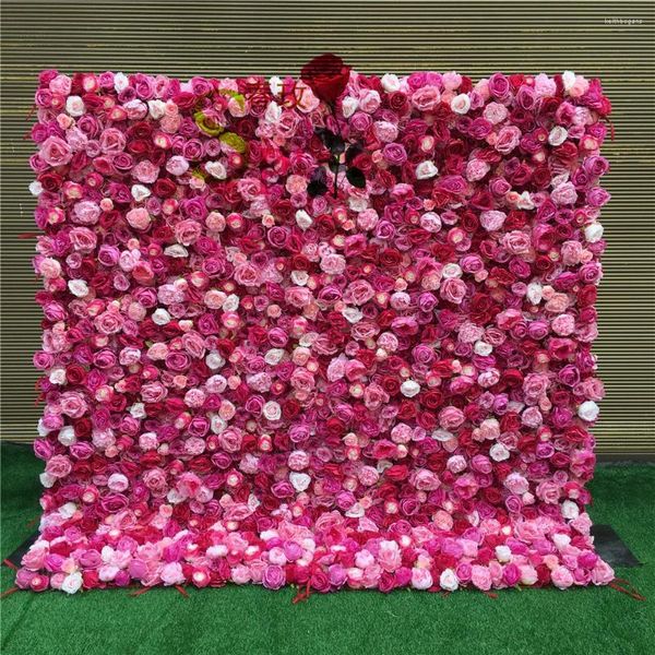 Decoración de fiesta SPR Suministros de boda rosa personalizados Rose Hydrangea Telón de fondo Seda Artificial Panel de pared de flores decorativas