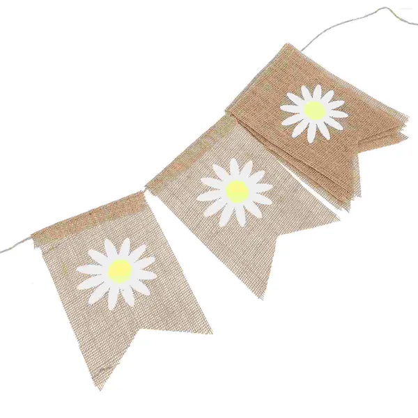 Decoración de fiestas Banner de primavera Lino para Garland Vintage Decor Bunting Bunting Europeo Americano