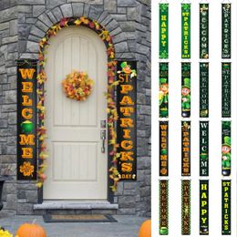 Décoration de fête Bannière de la Saint-Patrick Couplet Décorations de festival irlandais pour la maison Bienvenue Décoration de porte décorative Rideau suspendu
