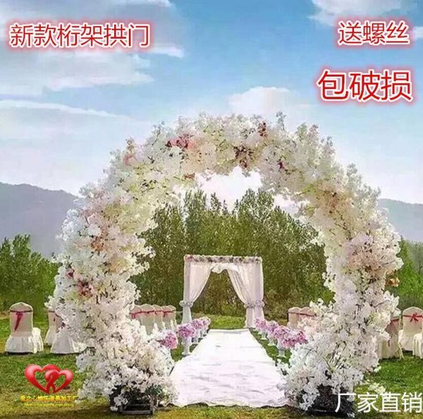 Décoration de fête en acier inoxydable treillis arc cadre mariage ouverture fleur de cerisier fleur de fer escalade canne