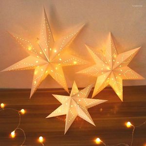 Décoration de fête étoile lumière crique ajourée pendentif suspendu Led fenêtre Grille papier lanterne Eid Mubark noël étoiles décor