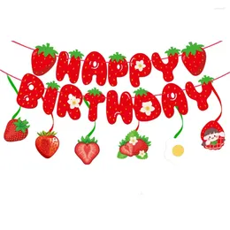 Décoration de fête en spirale de fraises, bannière en papier à thème de vacances, fête prénatale, joyeux anniversaire, drapeau à tirer, décoration murale de maison