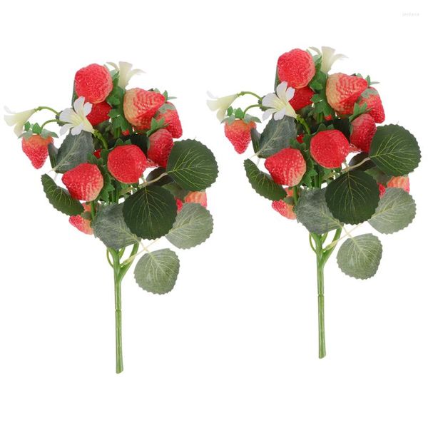 Décoration de fête tige de fraise tiges artificielles Style chinois bricolage décor vraie touche framboises Pvc fausse fleur