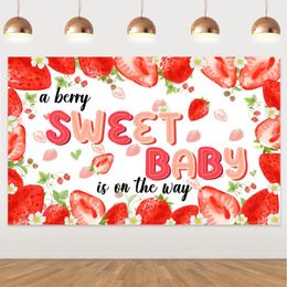 Décoration de fête anniversaire sur le thème de la fraise fond de baby shower pour les fournitures pour enfants