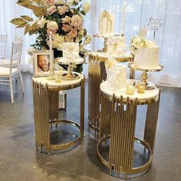 Style de décoration de fête en gros support de socle d'arc mental de mariage rond en or
