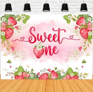 Décoration de fête Sweet One Ftearp Berry Decorations d'anniversaire Strawberry Girls 1st Pogmentation Background Banner Decor