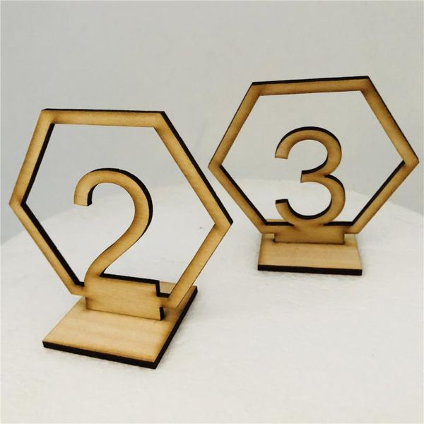 Décoration de fête Numéro de table Signes en bois de mariage Numéros hexagonaux Décor rustique géométrique