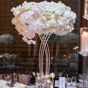 Décoration de fête Tall Road plomb Centres de mariage Gold Tables Gold Flowers Vases Holders Stands Flower Stand Centorpiece AB1039