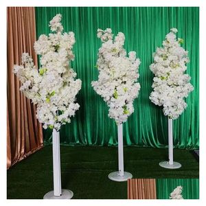 Décoration de fête Grand cadre rond en métal Stand de fleurs pour toile de fond de mariage Coureur d'allée Grand étage Stade Pilier blanc Passerelle Chande Dhztp