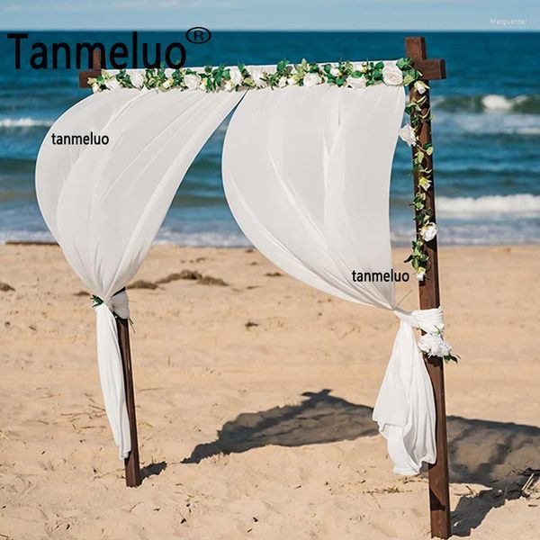 Décoration de fête Tanmeluo 2 pièces blanc mariage toile de fond rideau 5x10FT mousseline de soie tissu drapé panneaux pour scène bébé douche