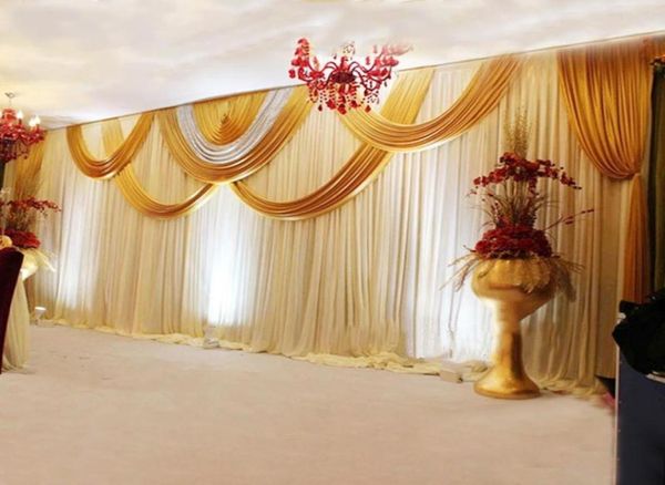 Party Decoration Tanmeluo 3x6m Mariage de luxe Curtain Curtain blanc Drapey Drapery Gold and Sequin Swag Event plieted Event Home De9165083