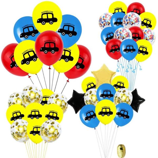 Décoration de fête Taoup Joyeux anniversaire pour enfants Ballons de camion Confetti Ballons Accessoires Voiture Latex Air Décor pour les garçons Faveurs