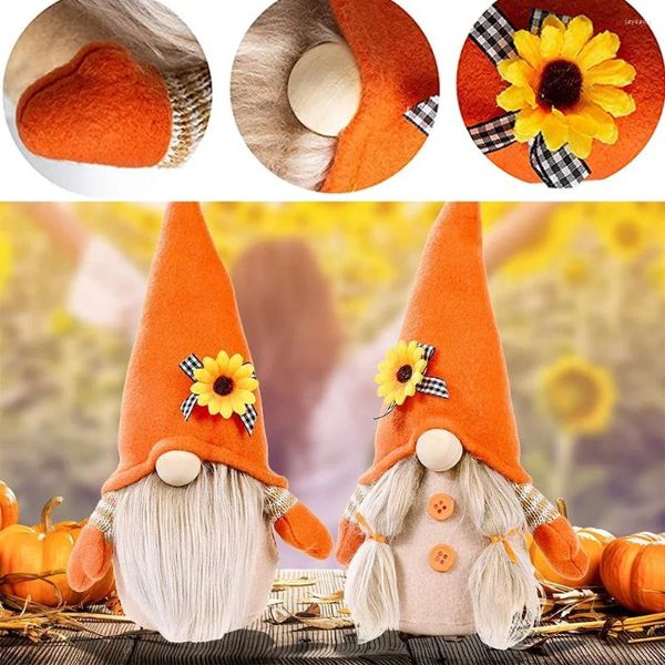 Decoración de fiestas Acción de Gracias Plush Gnomes Otoño Cosecha Escandinava Suecia Elfo de girasol Elfo enano Muñeca sin rostro Namentos de mesa de hogar