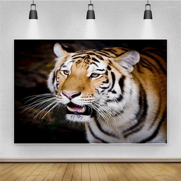 Decoración de fiestas Animales delgados Fondos de pografía 3D Tigre Cool Tiger Po Fondo decoración de cumpleaños para POS Estudio