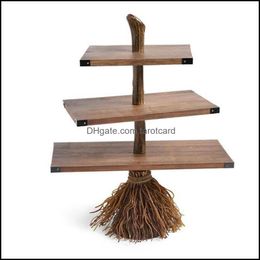 Party Decoration Three-Tier Snack Rack Creatieve Hars Broom Ornament Nieuwigheid Halloween Levert voor Home Living Room Bar E2S Drop Delivery 2