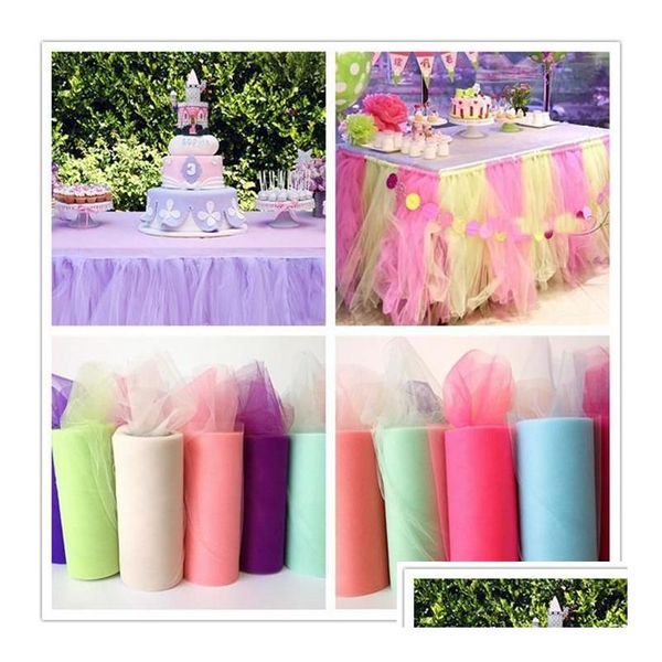 Fête Décoration Tle Rouleau 25 Mètres 15 Cm Baby Shower Tutu Show Organza Diy Jupe Artisanat Anniversaire Fournitures Drop Delivery Maison Jardin Fes Dhd7W