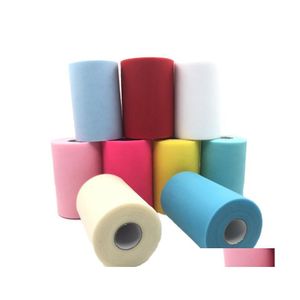 Party Decoration Tle Roll Spool 100yards 15 cm Wit roze DIY Fabric Tutu Verjaardag Geschenk Wrap Wissel Event Supplies Drop Delivery Hom DH3M9