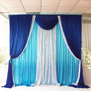 Décoration de fête Toppest vente 3 mH X 3 mW mariage/fête/anniversaire/noël toile de fond glace soie et paillettes rideau événement décoration fête