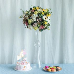 Décoration de fête transparente en acrylique transparent des colonnes de piédestal de mariage vase pour le fond de la cérémonie stade 4pcs