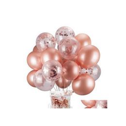 Decoración de fiesta Globo de látex transparente con confeti de oro rosa para boda de cumpleaños 12 pulgadas 18 Entrega de gota Hogar Jardín Festivo Otlym