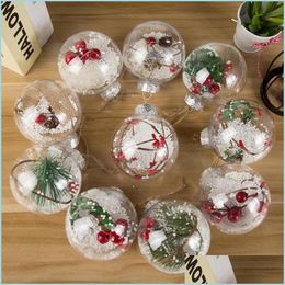 Decoración de fiesta Bola hueca de plástico transparente Colgante Colgante Adorno de árbol de Navidad Burbuja Escena de nieve Diy Entrega de gota 2021 Hom Dh9F7