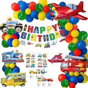 Feestdecoratie Vervoer Ballon Verjaardag Auto Vliegtuig Brandweerwagen Ballonnen Voor Jongens Transportvoertuigen Cartoon Speelgoed Arche Ballon
