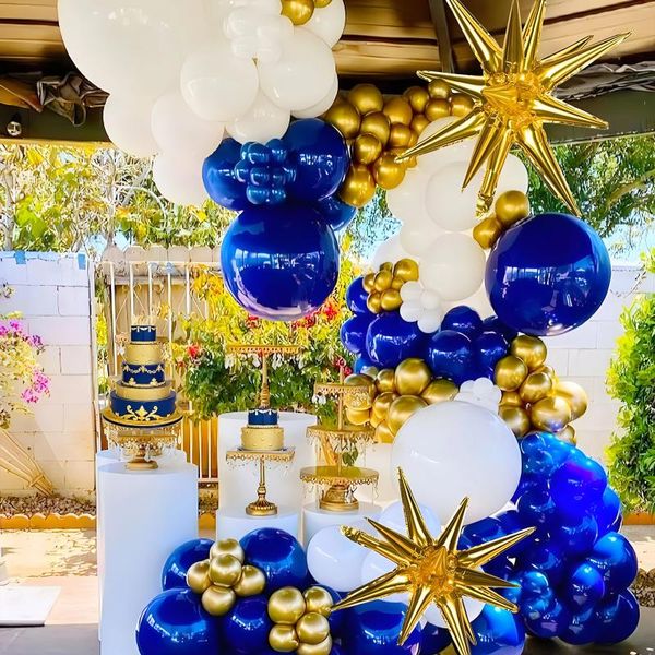 Party Decoration Treasure Blue Gold Ballon Arc Set Shower Shower Boys and Men's Birthday Graduation Cérémonie Supplies