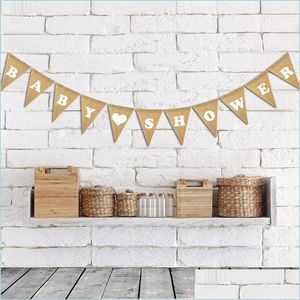 Party Decoration Triangle PL Flag Burlap Flags Party Decorations Love Baby Shower Happy Birthday Boy Girl S Creative 6DFC1 D DH8G2