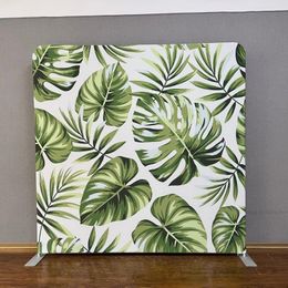 Party Decoration Tropical Leaf and Flamingos Tension Fabric kussen achtergrond voor pography Boothparty
