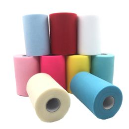 Feest decoratie tule roll spool 100 yards 15cm wit roze diy stof tutu verjaardagscadeau wrap bruiloft gebeurtenisbenodigdheden