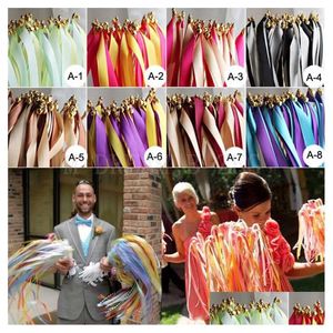 Décoration de fête Twrling Fée Ruban Streamers Mariage Bâtons en bois Baguettes d'ange avec décorations de cloches Livraison directe pratique Hom Dhagc