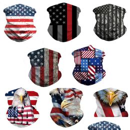 Décoration de fête écharpe drapeau américain masques 3d pour hommes écharpes bandoulins à tête sportive foulards masque de visage extérieur protecteur lavable dhy6w