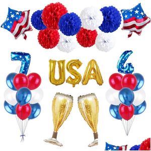 Fête Décoration Usa Independence Day Foil Balloon Set Star Lettre Hélium Ballons En Latex Rond Amérique Célébration Vt0259 Drop Deliv Dhmu3