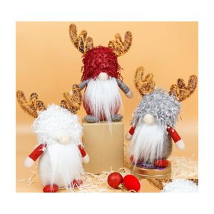 Party Decoratie USEF NICELOOKING SANTA CAUS Antler Plush Doll Faceless Toy Ornament for Indoorparty Drop Delivery Home Garden Fest DHGCH