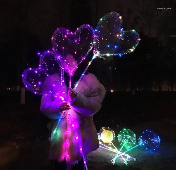 Décoration de fête des cadeaux de la Saint-Valentin LED coeur bobo ballons ballons lumières nocturnes clairs ballon flash air pour le mariage décoratio lin4482