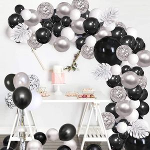 Party Decoration Valentijnsdag achtergrond bruid bruidsbegoochel babydouche 1 jaar jongen meisje verjaardagsdecoraties zwarte zilveren ballonboog