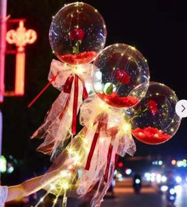 Décoration de fête Saint Valentin LED Rose Ball Lumineux Bouquet Coloré Ballon Décorations Amoureux Temps Cadeaux Transparent Ornement 4881560