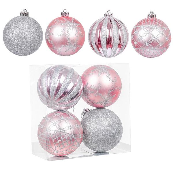 Décoration de fête Valery Madelyn 4 pièces boules de noël en plastique ornement 8cm arbre suspendu pour année Navidad DecorParty