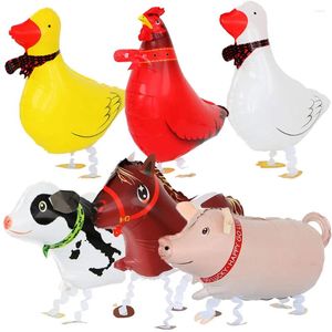 Feestdecoratie wandelen dieren ballonnen boerderij thema verjaardag ballon folie pony duck haan koe varken schapen gevlekte honden ballons decor