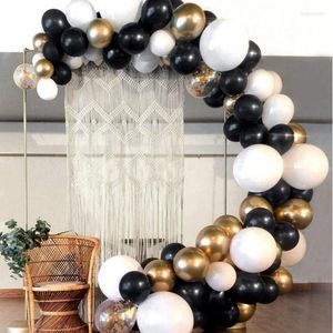 Décoration de fête anniversaire de mariage ballon guirlande arche Kit noir blanc métallisé or ballons décorations d'anniversaire