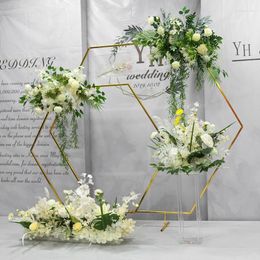 Party Decoratie Wedding Arch Decor achtergrond Stand Bloem Electroplated Gold Geometric Home