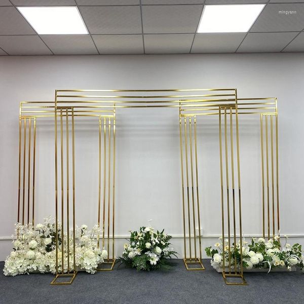 Decoración de fiesta, arco de boda, estante dorado, marco de arcos de pantalla de hierro forjado, accesorios de decoración de fondo, soporte de flores artificiales geométricas