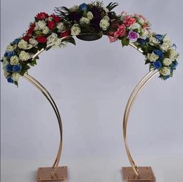 Decoración de fiesta Arco de boda Soporte de fondo dorado Marco de metal 95 cm Alto Soportes de flores Centro de mesa grande Decor9905406