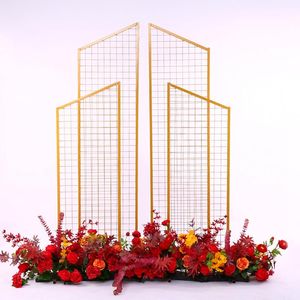 Feest decoratie bruiloft boog rekwisieten vierdelige bevel geometrische raster frame achtergrond decor fase screen smeedijzeren bloemstandaard