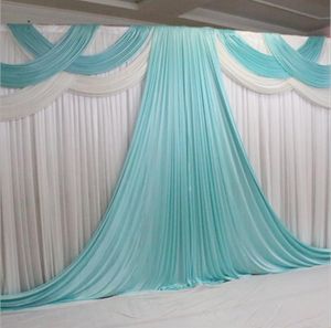 Décoration de fête décors de mariage avec Swags blanc glace soie Tiffanly rideaux élégant toile de fond accessoires de rideau 20 10ft