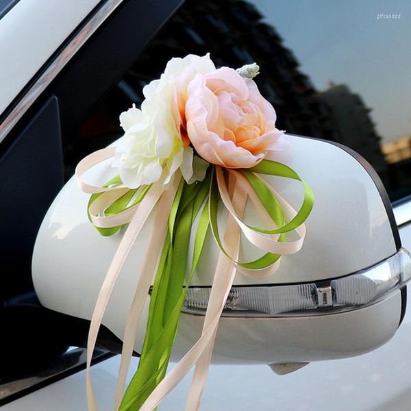 Décoration de fête Décorations de voiture de mariage Fleur 10 couleurs Poignées de porte Rétroviseur Décor Fleurs artificielles Poignée Décorer