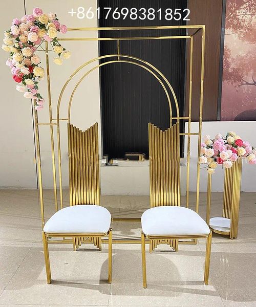 Décoration de fête chaise de mariage chaise florale Shinny Gold Metal Grande Ficture de fond de toile de fond Arc