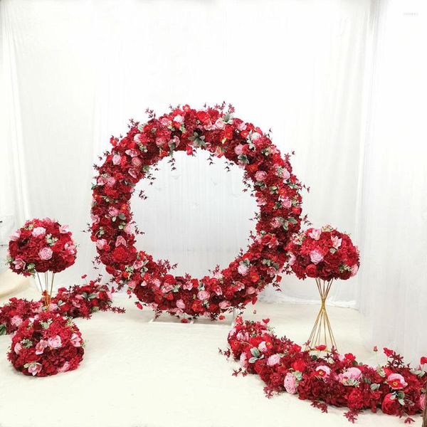 Decoración de fiesta boda círculo arco corona flores de seda artificiales de alta calidad decoración de pared marco de otoño Deco Mariage