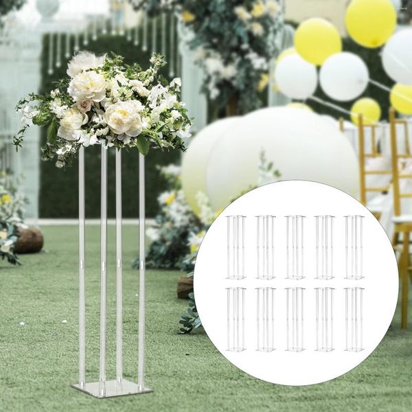 Decoración de fiesta Soportes de flores de boda 10 unids Florero acrílico Soporte de marco rectangular para exteriores Jardín Patio Bodas Telón de fondo