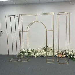 Décoration de fête, cadre d'écran en fer pour mariage, scène extérieure, étagère à fleurs décorative, arc doré de fond